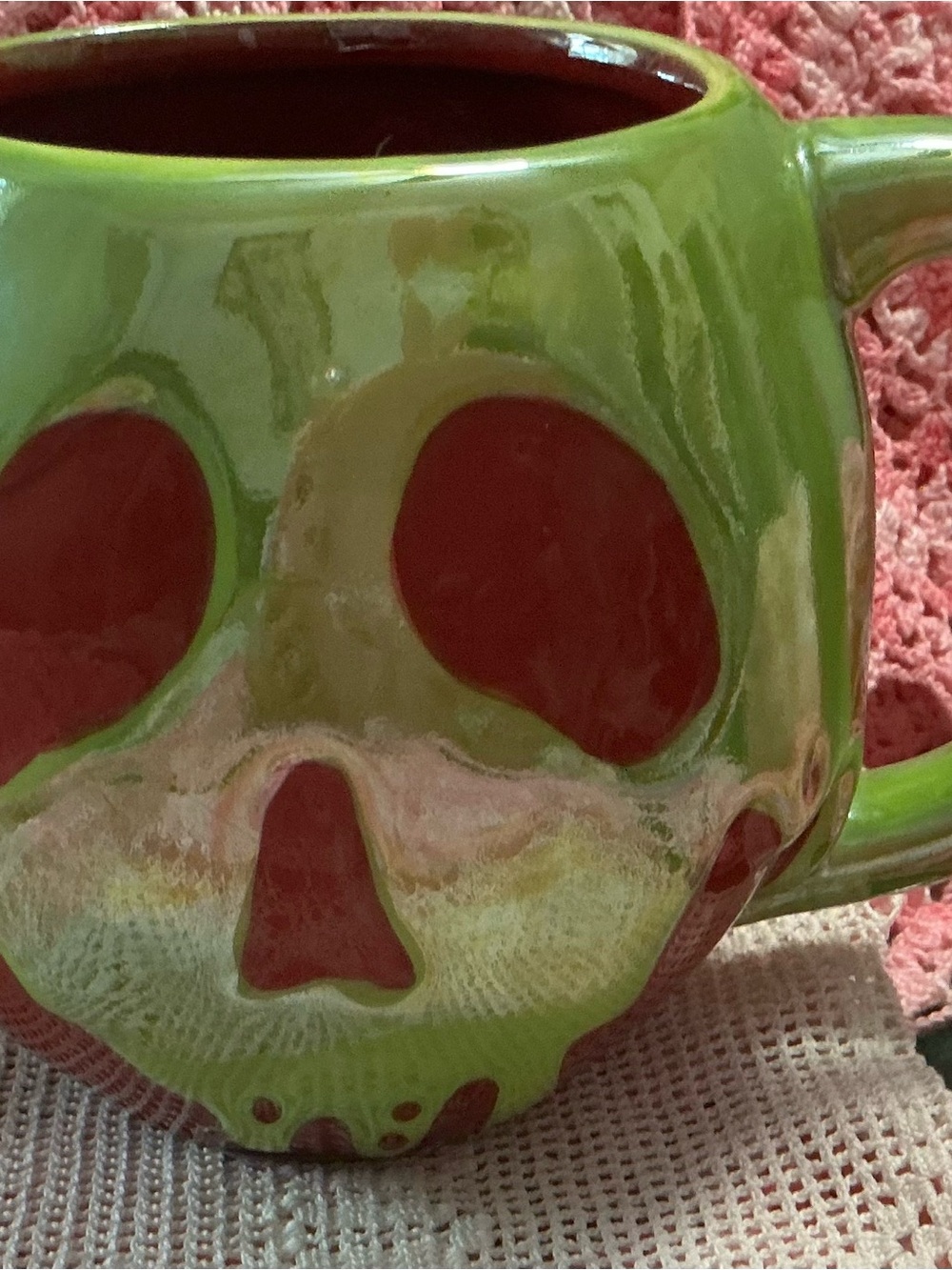 Disney Villians Poison Apple Green Skull Ceramic Mug - Home Art Accent